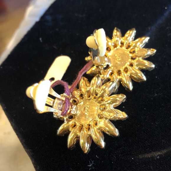 Amethyst Crystal Pavé Center Vintage Earrings-Boutique - Picture 5 of 6